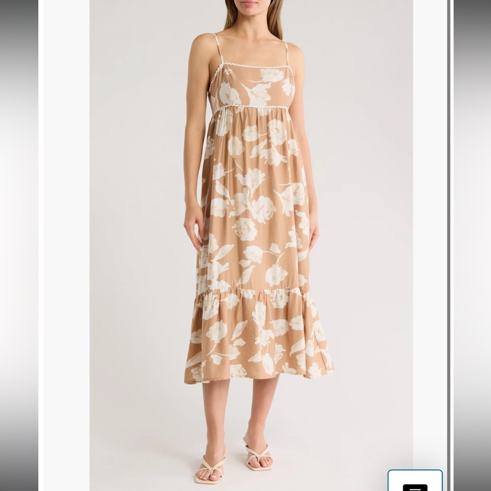 Lush Floral Print Midi Dress